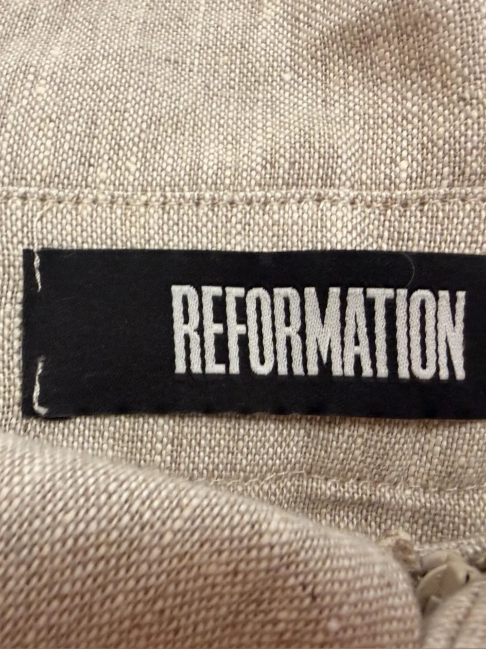 Reformation Natural-Tone Tie-Waist Linen Pants